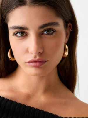 Bershka Trójpak Masywnych Kolczyków Kreolek Kobieta Złoty