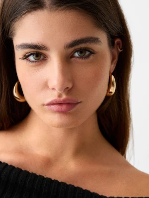 Bershka Trójpak Masywnych Kolczyków Kreolek Kobieta Złoty