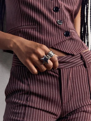 Bershka Trójpak Pierścionków Z Gwiazdą Kobieta Srebrny