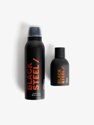 Bershka Woda Toaletowa Black Steel 50 Ml I Dezodorant 200 Ml. Mężczyzna Czarny