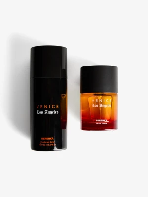 Bershka Woda Toaletowa Venice L.a. 50 Ml I Dezodorant 150 Ml. Mężczyzna Czarny