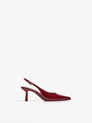 Bershka Wsuwane Buty Bez Pięty Na Obcasie Typu Kaczuszka Kobieta Rubinowy