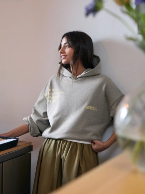 Bershka Wzorzysta Bluza Z Kapturem Kobieta Szary