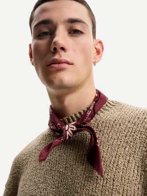 Bershka Wzorzysta Chustka Mężczyzna Bordowy