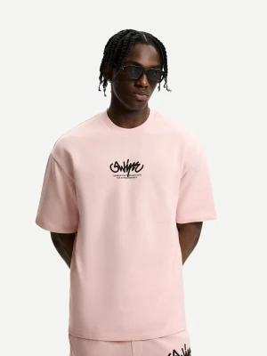 Bershka Wzorzysta Koszulka Pluszowa Z Krótkim Rękawem Mężczyzna Różowy