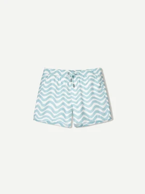 Bershka Wzorzyste Szorty Kąpielowe Mężczyzna Jasnoniebieski