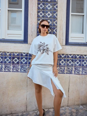 Bershka Żakardowa Spódnica Kobieta Biały