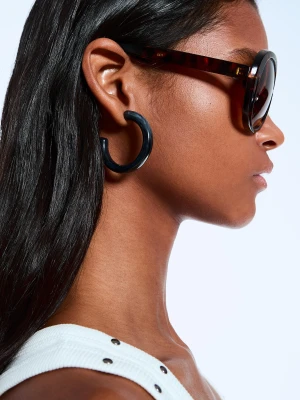 Bershka Zestaw 2 Kolczyków Kół Kobieta Czarny