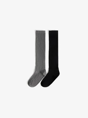 Bershka Zestaw 2 Par Skarpetek Prążkowanych Kobieta Czarny
