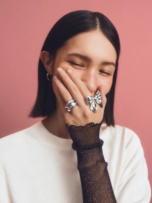 Bershka Zestaw 2 Pierścionków Kobieta Srebrny