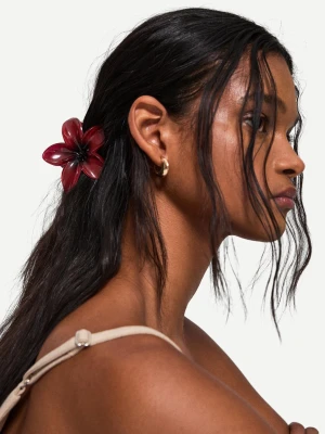 Bershka Zestaw 2 Spinek Z Motywem Kwiatów Kobieta Bordowy