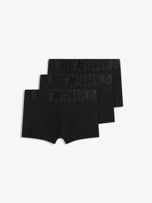 Bershka Zestaw 3 Bokserek Z Szerokim Pasem Mężczyzna Czarny