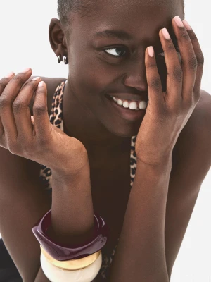 Bershka Zestaw 3 Bransoletek Kobieta Bordowy