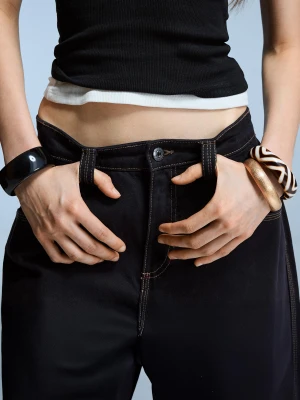 Bershka Zestaw 3 Bransoletek Z Efektem Żywicy Kobieta Czarny