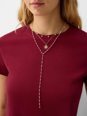 Bershka Zestaw 3 Naszyjników Z Wisiorkami Kobieta Złoty