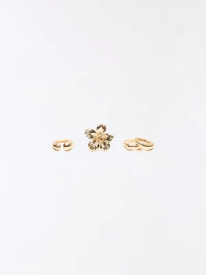 Bershka Zestaw 3 Pierścionków Kobieta Złoty