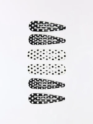 Bershka Zestaw 3 Spinek Do Włosów Z Nadrukiem Kobieta Biały