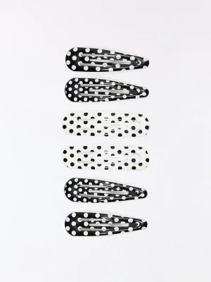 Bershka Zestaw 3 Spinek Do Włosów Z Nadrukiem Kobieta Biały