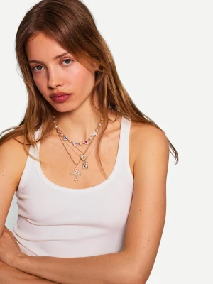 Zdjęcie produktu Bershka Zestaw 4 Naszyjników Z Cyrkoniami I Krzyżykiem Kobieta Złoty