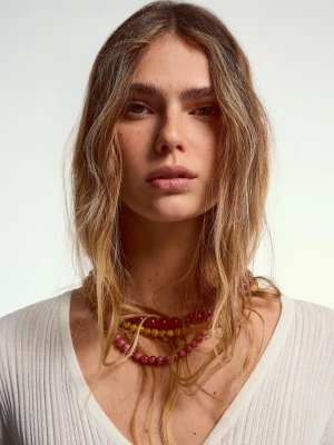 Bershka Zestaw 4 Naszyjników Z Kulkami Kobieta Złoty