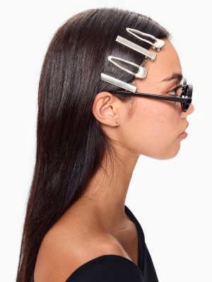 Bershka Zestaw 6 Klipsów Kobieta Srebrny