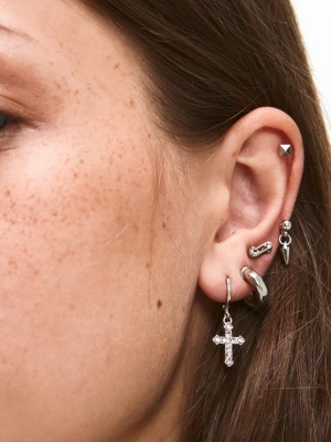 Bershka Zestaw 9 Kolczyków Kobieta Srebrny