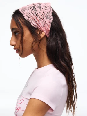 Bershka Zestaw Dwóch Opasek Do Włosów Z Nadrukiem Kobieta Różowy