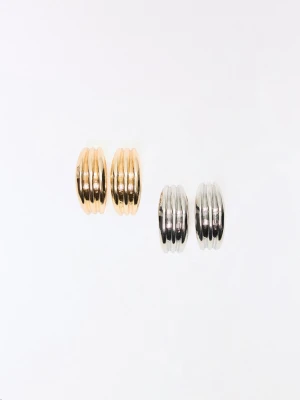 Bershka Zestaw Kolczyków Kół Z Fakturą Kobieta Złoty