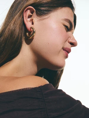 Bershka Zestaw Kolczyków Kół Z Żywicy Kobieta Brązowy