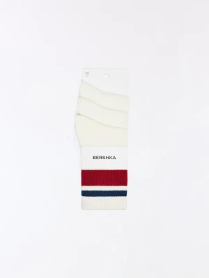 Bershka Zestaw Skarpetek Retro Mężczyzna Biały