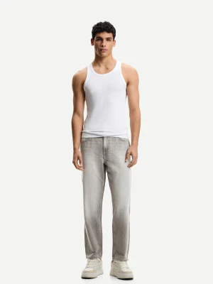 Bershka Zwężane Jeansy Mężczyzna Szary