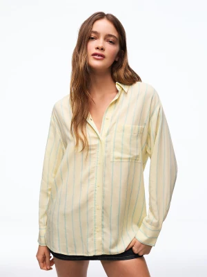 Bershka Zwiewna Koszula Oversize Kobieta Żółty