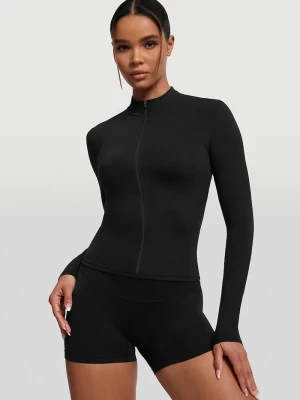 BetterMe bluza sportowa damska Sleek Zip-Up czarny