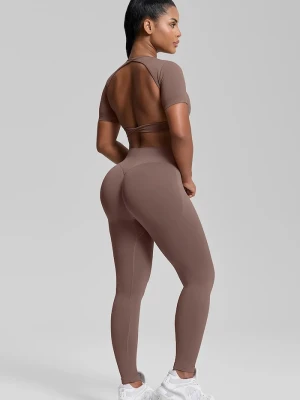 BetterMe legginsy do jogi damskie Ultrasculpt brązowy