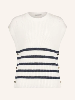 Betty&Co Sweter Bez Rękawów Z Cekinami weiss