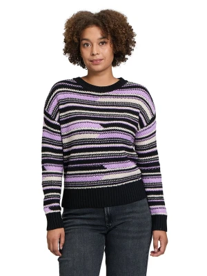 BETTY & CO Sweter w kolorze fioletowo-czarno-kremowym rozmiar: 38