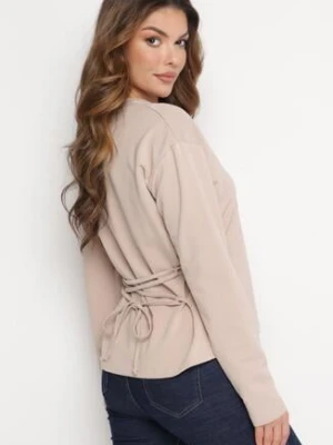 Beżowa Bawełniana Bluza z Długim Rękawem i Ozdobnym Wiązaniem Pinada las garras