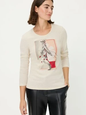 Beżowa bawełniana bluzka damska Edda z nadrukiem – Urban Wild Olsen