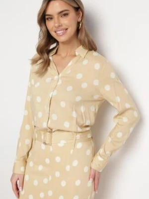 Beżowa Bawełniana Koszula w Duże Kropki Umfia rosa