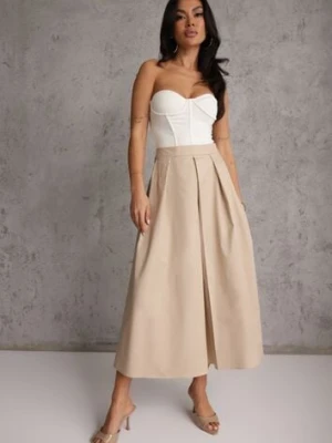 Beżowa Bawełniana Spódnica o Rozkloszowanym Kroju z Plisami Nerimara bisou's project