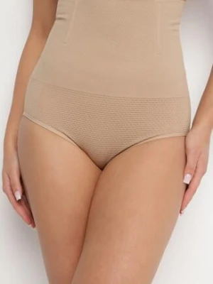 Beżowa Bielizna Modelująca Majtki Figi z Wysokim Stanem Ellaris love magnolia