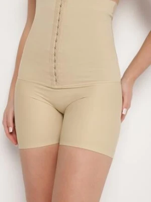 Beżowa Bielizna modelująca Majtki Push Up z Wysokim Stanem Lunietta
