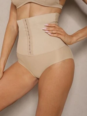 Beżowa Bielizna Modelująca Majtki Push Up z Wysokim Stanem Zinello