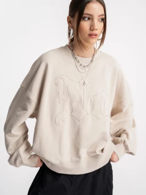 Beżowa bluza bez kaptura z aplikacją z przodu Reporter