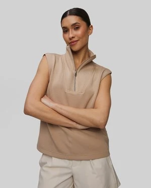 Beżowa Bluza Bez Rękawów Damska Varley Magnolia Half Zip Tank 2.0