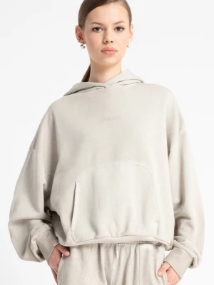 Beżowa bluza BOXY z efektem sprania z kapturem Reporter