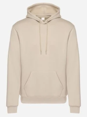 Beżowa Bluza z Kapturem i Kangurkową Kieszenią Envila swest