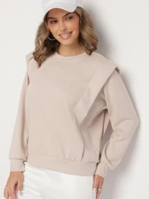 Beżowa Bluza z Wiskozą z Podkreśloną Linią Ramion Alithra new collection