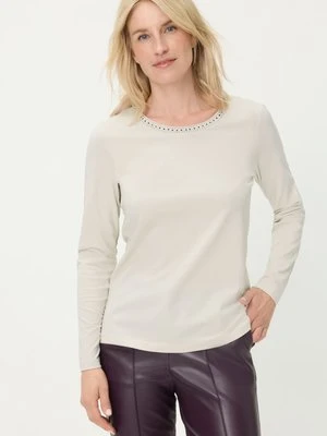 Beżowa bluzka damska Edda z aplikacjami – Liaison en Vogue Olsen