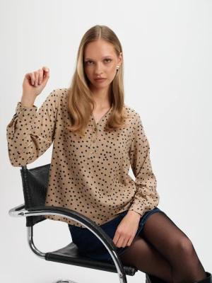 Beżowa bluzka w groszki Top Secret